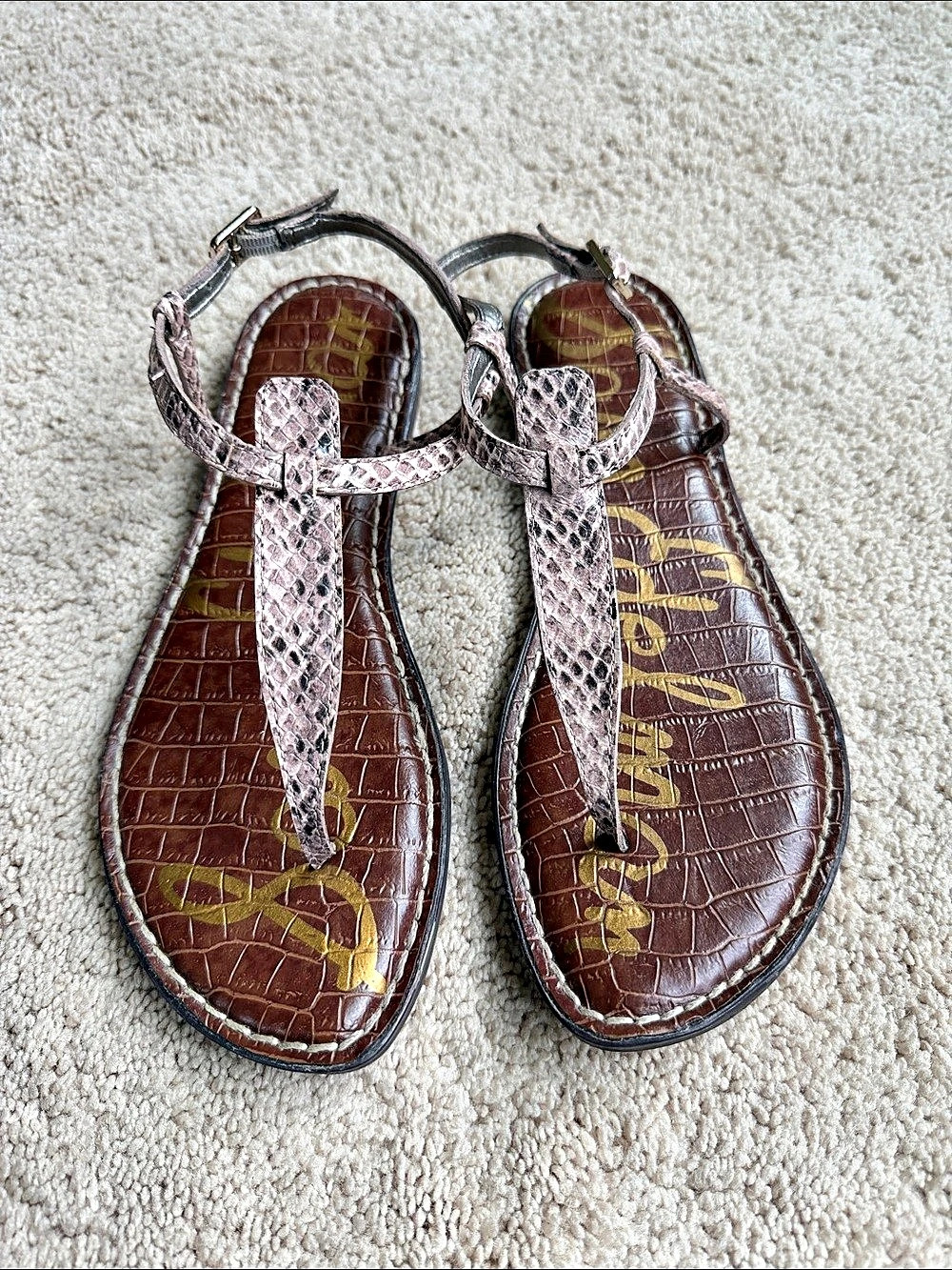 Sam Edelman Gigi Thong Sandal in Pink & Brown Size US 8